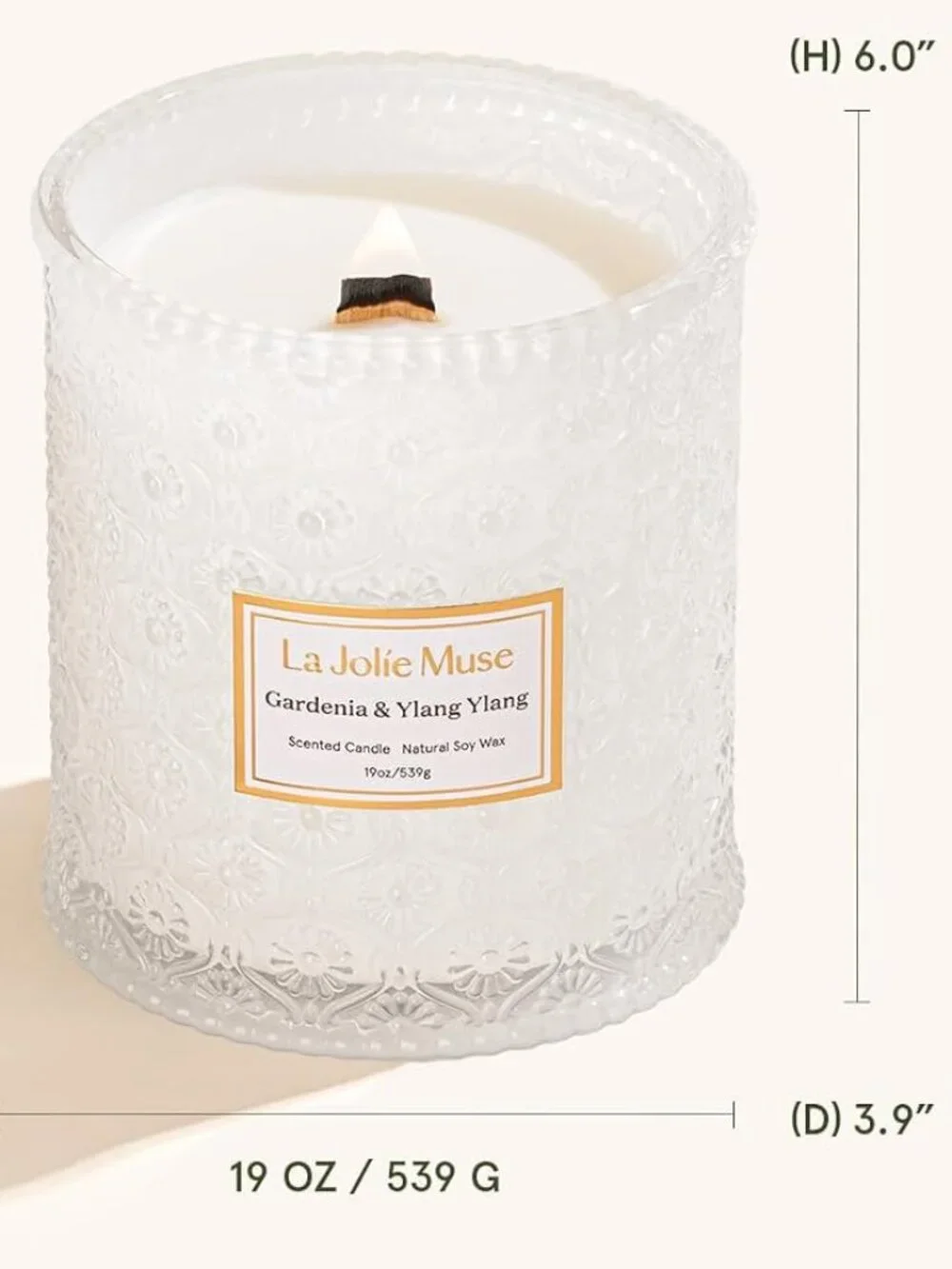 LA JOLIE MUSE Gardenia & Ylang Ylang Soy Candle 19 oz Brand New in Box NIB